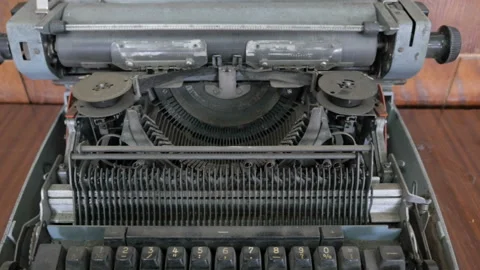 The closeup of typewriter components. Slider equipment used Stock Footage 95264957