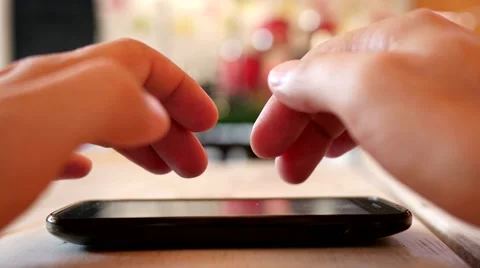 Closeup typing smart phone touch screen display in social network Stock Footage 52189689