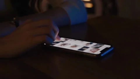 Closeup typing text message browsing scrolling smartphone of attractive Afr.. Stock Footage 272780632