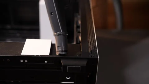 Closeup of unrecognizable computer technician cleaning inside of desktop Stock Footage 289903893