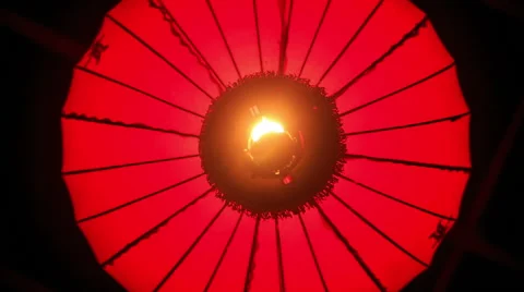 Closeup Upper View Red Chinese Lantern against Darkness Stock Footage 61283132