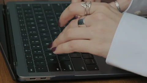 Closeup of using laptop. Business, IT and management. Job interview, hiring Video stock 283274743