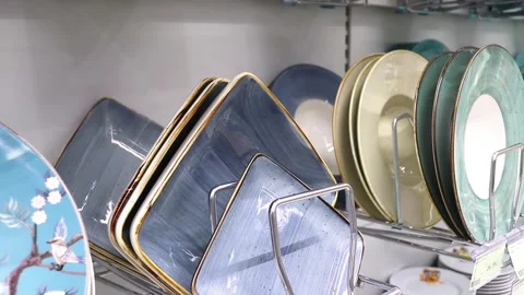 Closeup of various ceramic plates Video stock 242360702