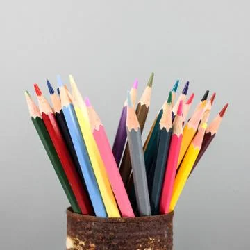 Closeup of various crayons Stock Photos