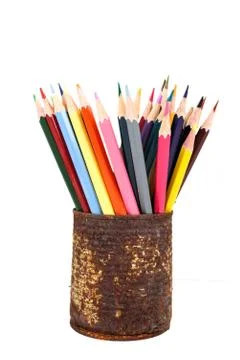 Closeup of various crayons Stock Photos