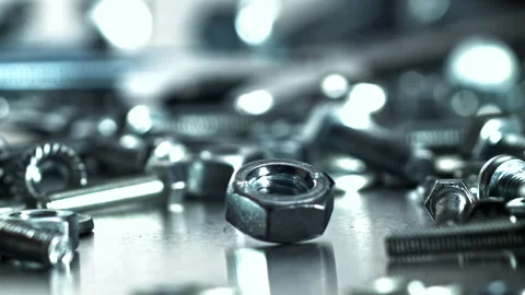 Closeup of various hardware components with artistic lighting effects Filmed on Stock Footage 335413765