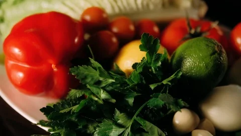 Closeup of vegetable plate Stock Footage 125458701