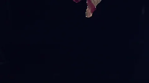 Closeup of vegetables fruit and ice falling across screen in slow motion C Video stock 109573154