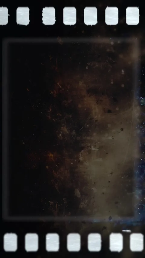 Closeup of Vertical film strip on brown background with doodle grunge lines Video stock 278082053