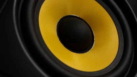 Closeup of Vibrating Sub-woofer Playing Bass &amp; Low Frequencies at High FPS 스톡 동영상 92788091