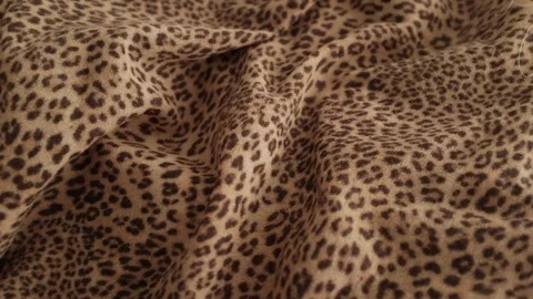 Closeup video of hands touching soft woolen leopard print fabric. Stock Footage 317094122