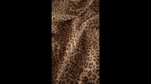 Closeup video of hands touching soft woolen leopard print fabric. Stock Footage 317094309