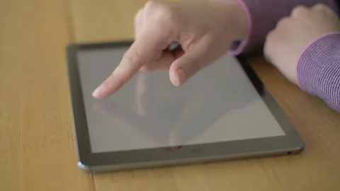 Closeup Video Of Woman Scrolling Screen On Digital Tablet Stock Footage 79656953