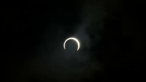Closeup view of the annular solar eclipse nearing its totality Stock Footage 131490457