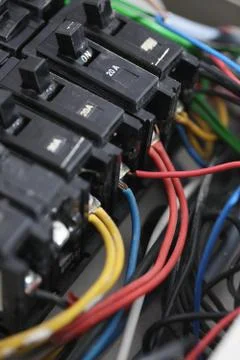 Closeup view of automatic electric fuse Stock Photos