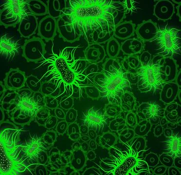 Closeup view of bacteria under microscope. Illustration Stock Illustration