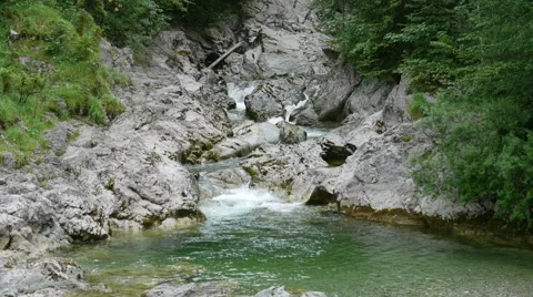 Closeup view of beautiful waterfall in Austrian alps Stock Footage 59536561