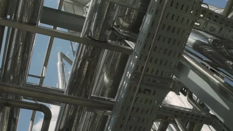 Closeup up view of a big, factory. Stock Footage 132964828