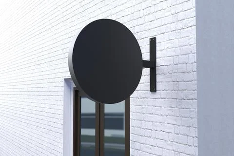 A closeup view of a blank circle shaped billboard with a white space attached Stock Illustration