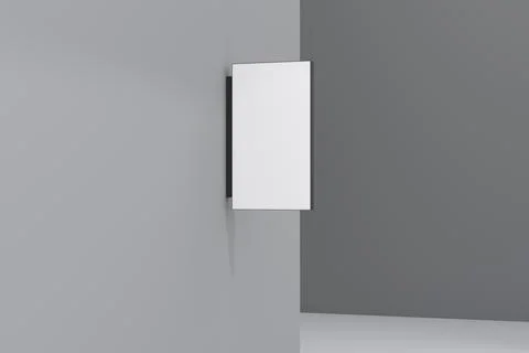 A closeup view of a blank rectangular shaped billboard with a white space att Stock Illustration