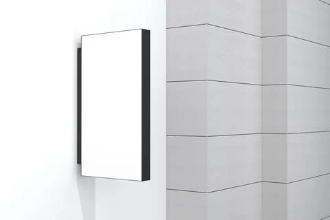 A closeup view of a blank rectangular shaped billboard with a white space att Stock Illustration