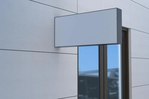 A closeup view of a blank rectangular shaped billboard with a white space att Stock Illustration