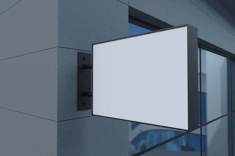 A closeup view of a blank rectangular shaped billboard with a white space att Stock Illustration