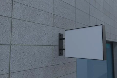 A closeup view of a blank rectangular shaped billboard with a white space att Stock Illustration