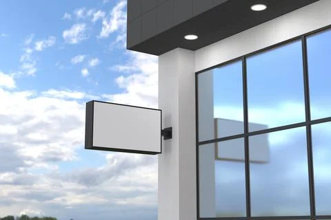 A closeup view of a blank rectangular shaped billboard with a white space att Stock Illustration