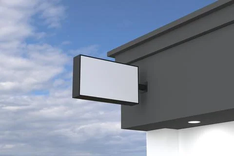 A closeup view of a blank rectangular shaped billboard with a white space att Stock Illustration