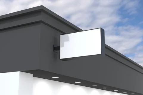 A closeup view of a blank rectangular shaped billboard with a white space att Stock Illustration