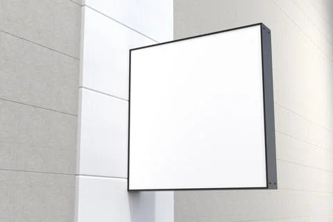 A closeup view of a blank square shaped billboard with a white space attached Stock Illustration