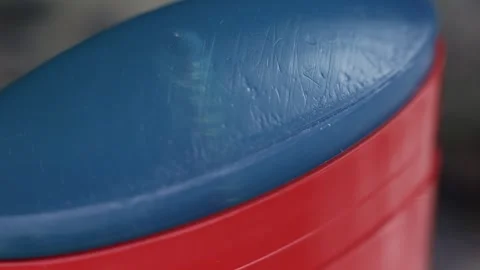A closeup view of a blue stick deodorant that highlights its incredibly smooth Stock Footage 306066224