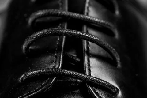 Closeup view of boot with black laces Foto stock
