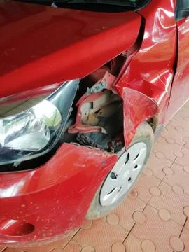 Closeup view of a broken car front Stock Photos