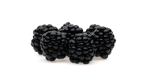 Closeup view of bunch of blackberries rotating. Isolated on the white Stock Footage 166227890