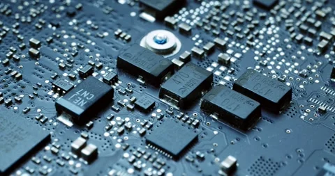 CloseUp View of Circuit Board that Features Various Microchips and Components 스톡 동영상 294234313