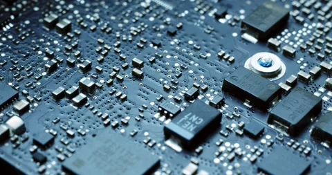 CloseUp View of Circuit Board that Features Various Microchips and Components Vídeo Stock 294234463