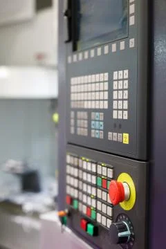 Closeup view of CNC machine control panel Stock Photos