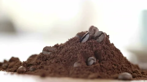 Closeup view of Coffee Beans on the Table Stock-Footage 62395253