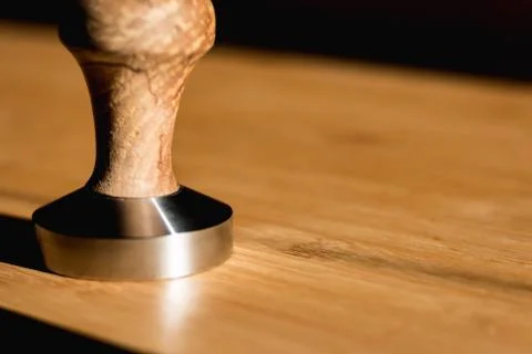 A closeup view of a coffee tamper Stock Photos