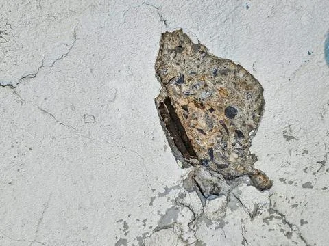 Closeup view of a concrete surface with a large Stock Photos