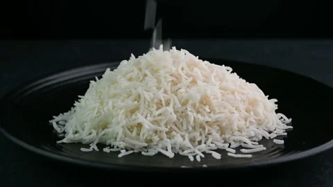 Closeup view of cooked white rice Stockbeeldmateriaal 237311100