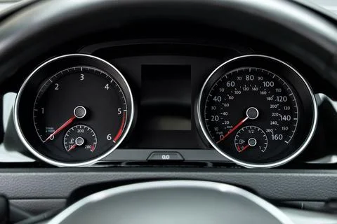 Closeup view of dashboard in modern car Stock Photos