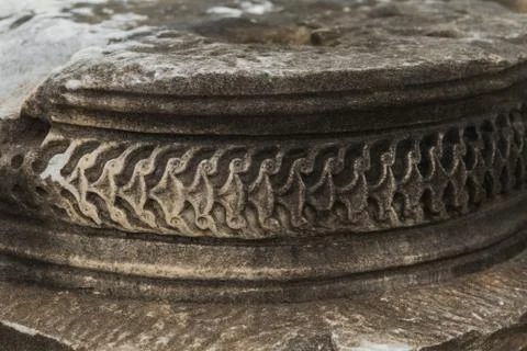 Closeup view of decorative elements of Roman architecture of vast remains. Fotos de archivo