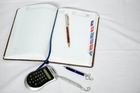 Closeup view of different stationary tools Stock Photos