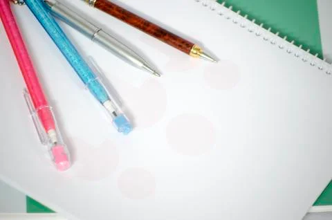 Closeup view of different stationary tools Stock Photos