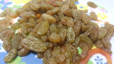 Closeup view of dried or dehydrated raisins Foto stock