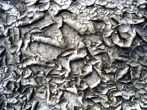 Closeup View on Dry Clay with Cracking Ground Stock Photos