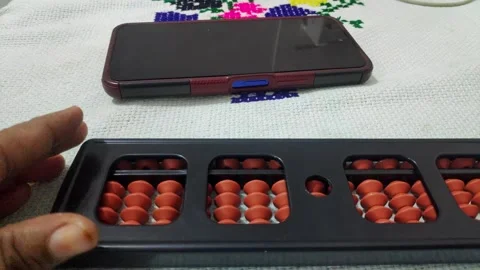 Closeup view of educational abacus used for learning mathematics and counti.. Stock Footage 337042323